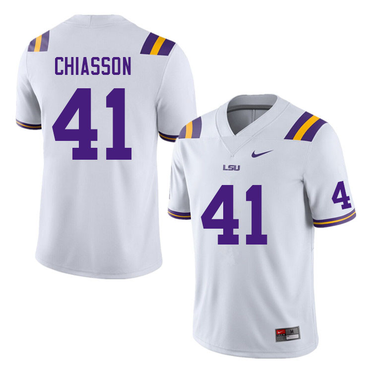 Men #41 Jake Chiasson LSU Tigers College Football Jerseys Sale-White - Click Image to Close
